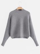 Romwe Dolman Sleeve Rib Knit Sweater