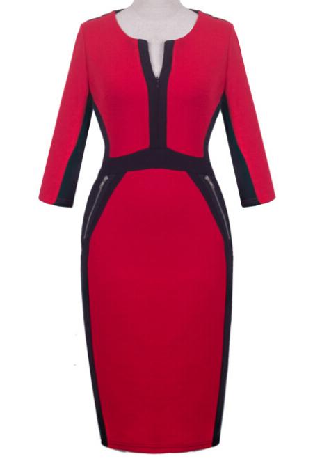 Romwe Half Sleeve Zipper Pencil Dress