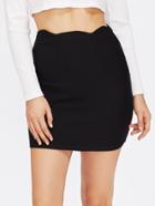 Romwe Scallop Waist Bodycon Skirt