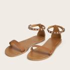 Romwe Rhinestone Decor Ankle Strap Sandals