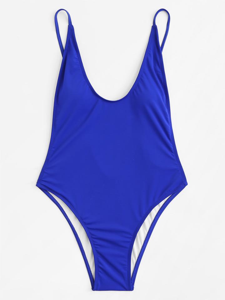 Romwe Open Back Cami Swimsuit