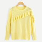 Romwe Loose Knit Ruffle Embellished Jumper