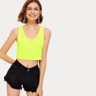 Romwe Neon Lime Solid Tank Top