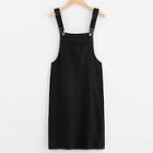 Romwe Plus Pocket Front Solid Pinafore Dress