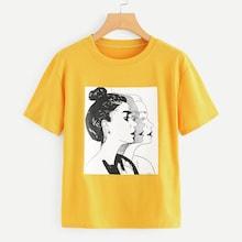 Romwe Plus Figure Print Tee