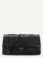 Romwe Black Quilted Shoulder Bag With Chain