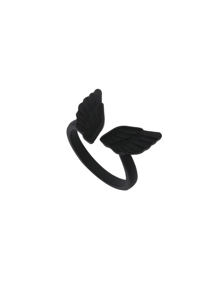Romwe Black Wing-shaped Ring