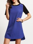 Romwe Blue Short Sleeve Dip Hem T-shirt Dress