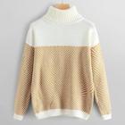 Romwe High Neck Drop Shoulder Sweater
