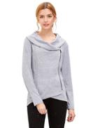 Romwe Light Grey Cowl Neck Asymmetric Zip Coat