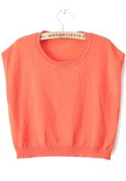 Romwe Round Neck Knit Orange Tank Top