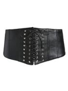 Romwe Black Studded Detail Lace Up Corset Belt