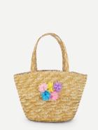 Romwe Flower Decorated Tote Bag