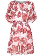 Romwe Leaf Print Pleated Dress