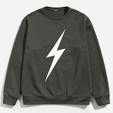 Romwe Men Lightning Print Pullover