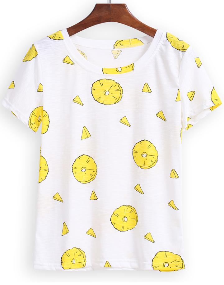 Romwe Round Neck Cookie Print T-shirt