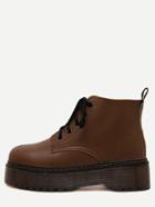 Romwe Brown Pu Almond Toe Lace Up Vintage Martin Boots
