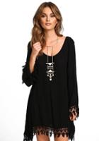 Romwe Lace Embellished Loose Dress