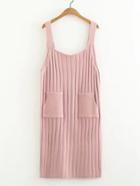 Romwe Wide Strap Ribbed Knit Dress