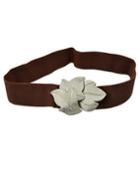 Romwe Silver Plated Maple Coffee Ribbon Elastic Waist Belt