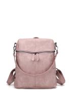 Romwe Zipper Front Pu Backpack With Convertible Strap