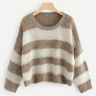 Romwe Two Tone Dropped Shoulder Sweater
