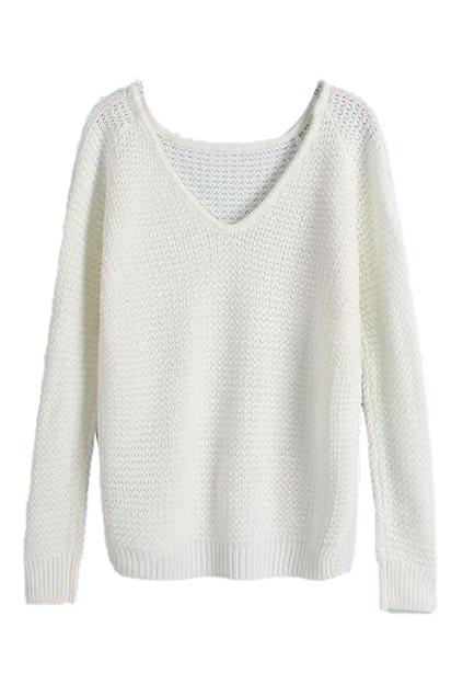 Romwe Sheer White Loose Jumper