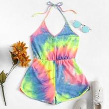 Romwe Water Color Halter Romper