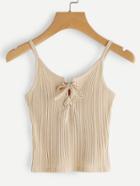 Romwe Lace Up Self Tie Ribbed Cami Top