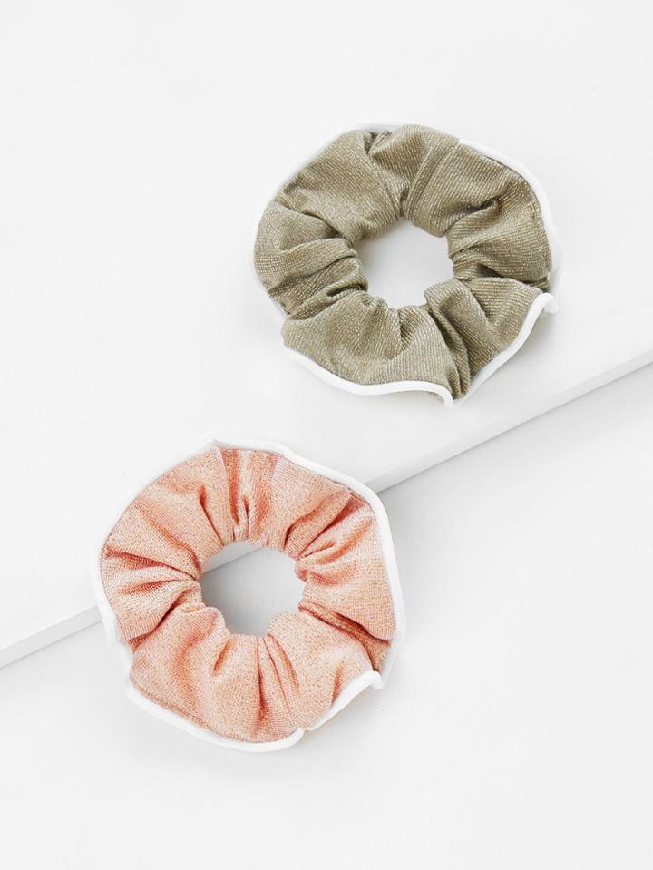 Romwe Contrast Trim Hair Tie 2pcs