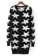 Romwe Star Pattern Sweater Dress