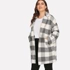 Romwe Plus Pocket Decoration Plaid Coat