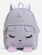Romwe Grey Cat Face Design Cute Backpack