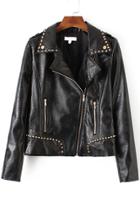 Romwe Lapel With Zipper Rivet Jacket