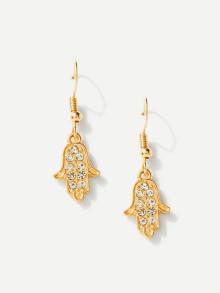 Romwe Rhinestone Palm Design Drop Earrings