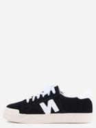 Romwe Black Suede Leather N Patch Lace Up Low Top Sneakers