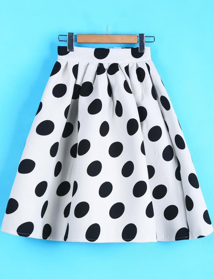 Romwe Polka Dot Midi Skirt