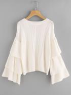Romwe Layered Bell Sleeve Geo Jumper