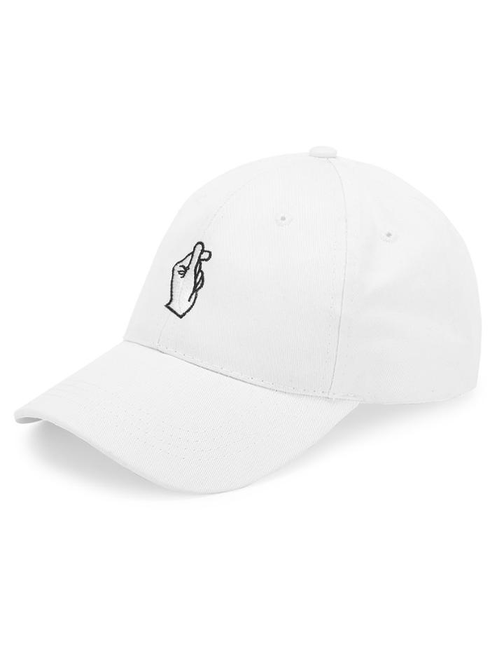 Romwe Embroidered Finger Detail Baseball Cap