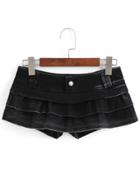 Romwe With Button Ruffle Crop Shorts