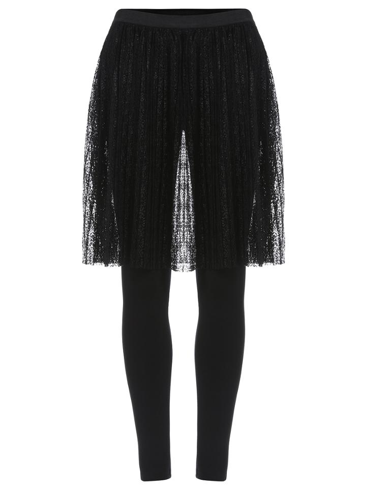 Romwe Elastic Waist Lace Skirt Leggings