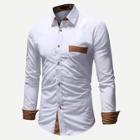 Romwe Guys Color Block Pocket Detail Shirt