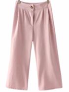 Romwe Pink Fake Pocket Back Wide Leg Pants