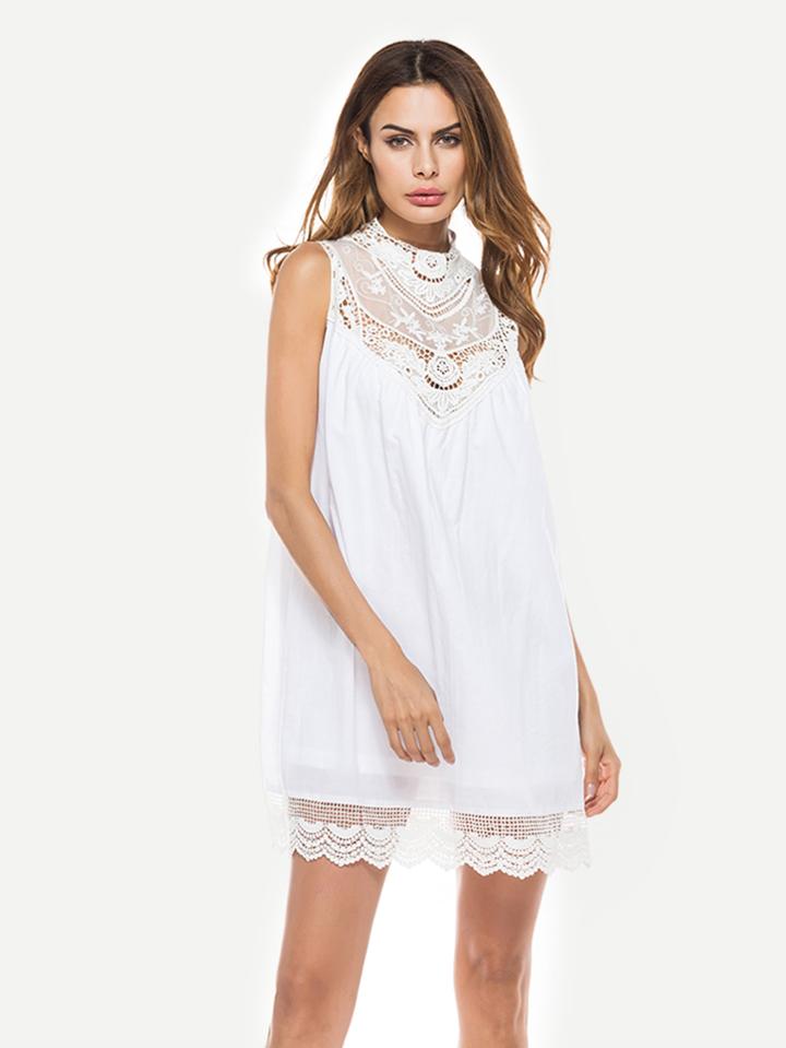 Romwe Hollow Out Crochet Panel Dress