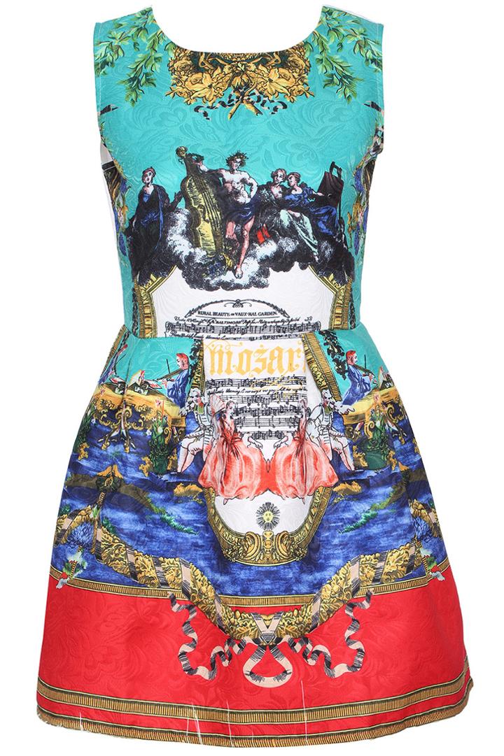 Romwe Romwe Music Drama Print Sleeveless Dress