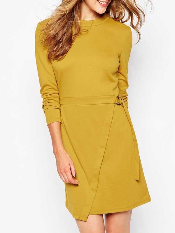 Romwe Long Sleeve Wrapped Pencil Dress
