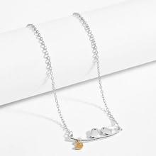 Romwe Bird & Bar Detail Pendant Necklace