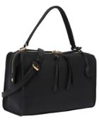 Romwe Black Tassel Zipper Shoulder Bag