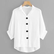 Romwe Button Through Dip Hem Blouse