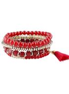 Romwe Red Bead Bohemian Bracelet